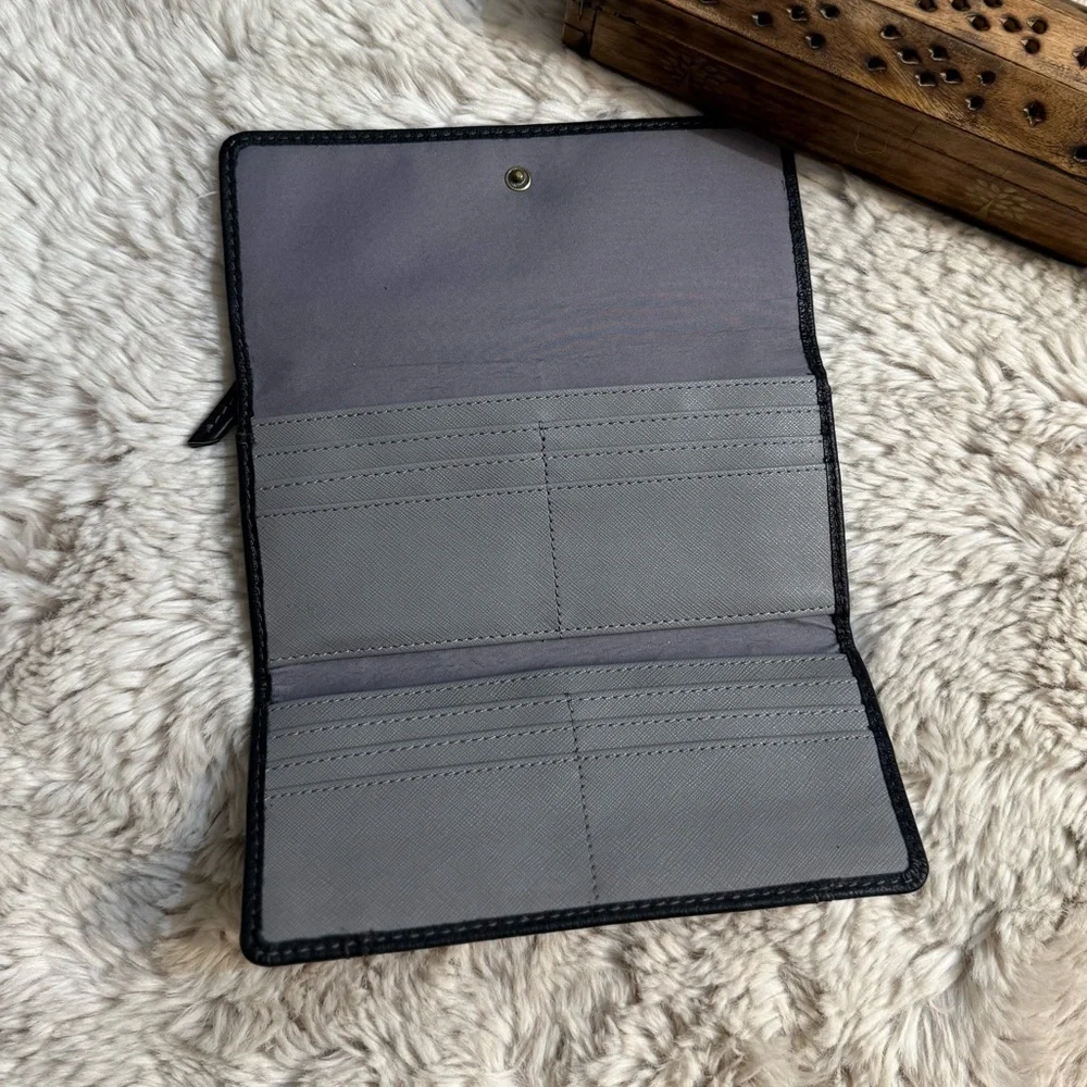 NWT Fossil  Black Leather Flap Wallet Bi Fold